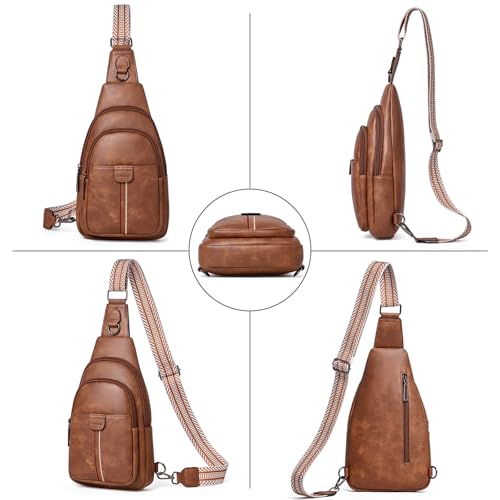 cakang Womens Sling Bag Crossbody Bags for Women Vegan Leather Sling Backpack Daypack Fanny Pack Crossbody Purse Travel - color: 4-brown
