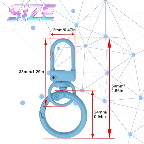 30Pcs Keychain Clip with Trigger Spring O Rings,Metal Swivel Snap Lobster Claw Keychain Round Carabiner Clips for DIY Keyrings Buckle Bags Purses Doll Pendant（UYSK-MK - color: Colorful-MK