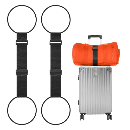 Adjustable Luggage Connector Straps for Suitcase 2-Pack (Black) | Add A Bag, Connect 2 Suitcases, Hang Coat/Scarf, Elastic Bungee Belt, Secure Carry-on Travel Essentials, Lightweight 36g - color: Black, size: 2 Pack