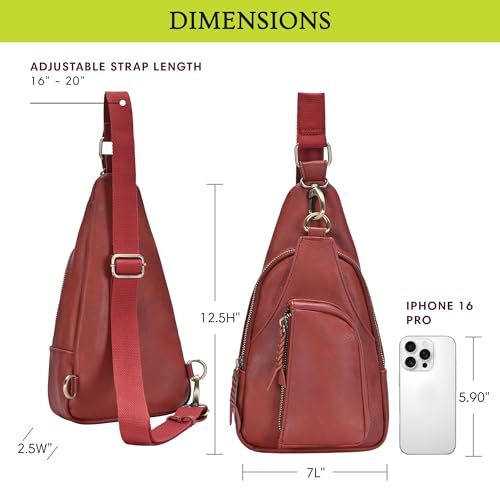 Antik Kraft Tasha Crossbody Sling | Vegan Leather Crossbody Bag for Women with 16-20" Strap | Sling Bags for Women - color: Cognac
