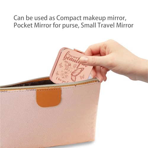 Small Compact Mirror, Rosegold Square 2.8”×2.8” Metal Frame Smooth Style Double Sided Mini Magnifying 1X/2X Mirror for Purse Can be Used as Gifts for Woman (RGCn02) - color: Rgcommon02