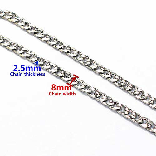 39.4" Silver Purse Chain Strap Replacement for Crossbody Shoulder Handbags | DIY Iron Flat Chain Strap with Metal Buckle Replacement for Purse, Crossbody Bag Shoulder Bag - color: Silver, size: 39.4"