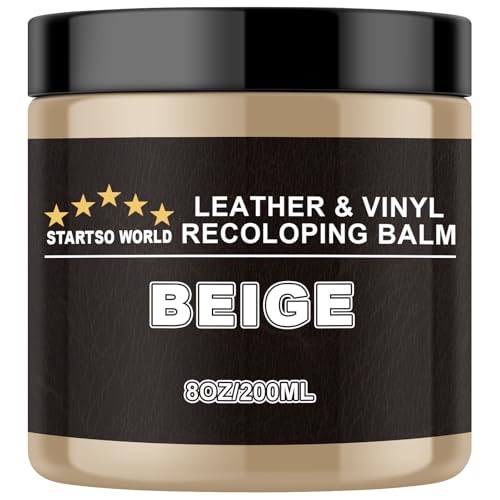 STARTSO WORLD Leather Recoloring Balm,Beige Leather Repair Kit for Furniture,Couches & Car Seats, Leather Paint, Leather Color Restorer, Leather Scratch Remover - color: Beige, size: Leather Recoloring Balm