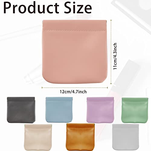 CANIPHA 8pcs Lambskin Pocket Cosmetic Bag, Waterproof Portable Small Makeup Bag No Zipper Self-closing Pouch for Women Mini Travel Storage Cosmetics Headphones Jewelry - color: 8pcs