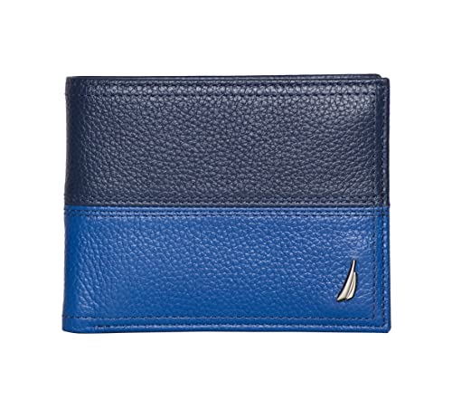 Nautica Men's Bifold Leather Wallet | RFID Blocking | ID Window | Card Slots | Organization | Durable | Stylish - color: Cobalt Blue