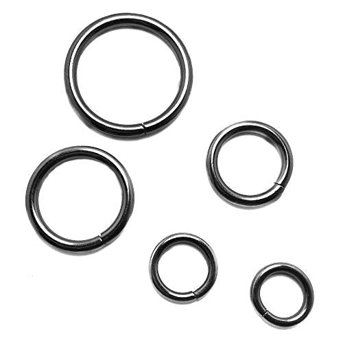 50 Pcs Gun black Assorted Multi-Purpose Metal O Ring for Hardware Bags Ring Hand DIY Accessories - 13mm, 15mm, 20mm, 25mm, 32mm (O ring-Gun black)