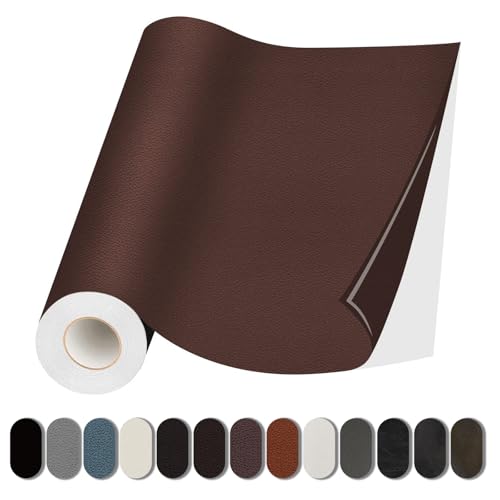 Lifeshoon Leather Repair Patches, Self Adhesive Vinyl for Couches Furniture - color: Brown, size: 17X79 inch