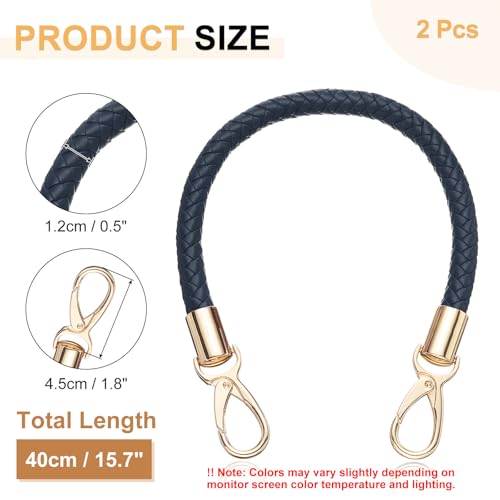 uxcell 2 Pcs Leather Purse Strap, 15.7 Inch PU Leather Braided Purse Replacement Shoulder Strap for Handbags with Buckle for DIY Handbag Purse Making, Dark Blue - color: Dark Blue