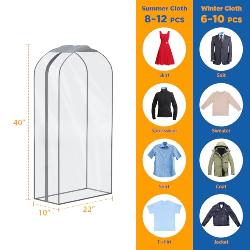 Zilink Garment Bags for Fur Coat Suit Bags for Closet Storage 40 in, 4 Pack - size: 40"-4pcs-10" Gussted