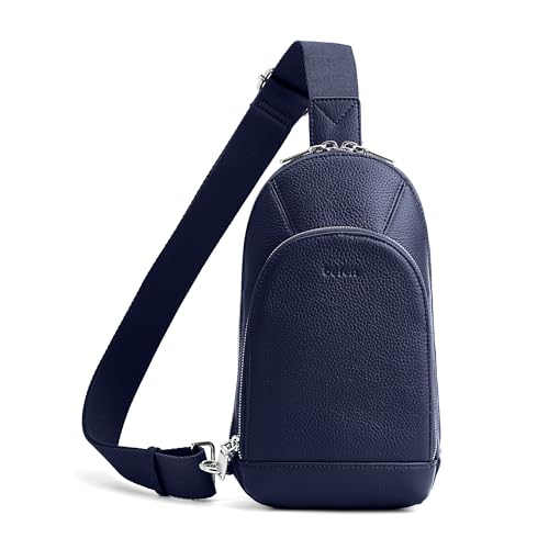 befen Genuine Leather Sling Bag for Women, Anti Theft Crossbody Chest Bags | Leather Fanny Packs for Travel with RFID Card Slots for Daily Travel - color: Navy Blue
