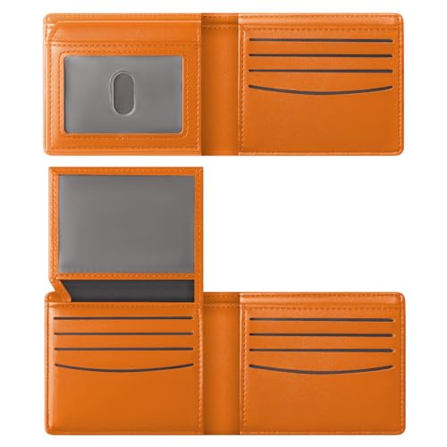 GNDR Wallet For Men RFID Blocking Orange Wallets Bifold Faux Leather Card Holder Front Pocket Mens Accessories With Gift Box - color: Orange-05