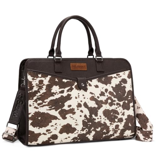 Wrangler Laptop Tote Bag for Women Fits 15.6 In Laptop for Travel and Work | Multi-compartment Organizer, Detachable Adjustable Shoulder Strap, Scratch-resistant Waterproof，Metal Feet on the Base - color: Cow-coffee