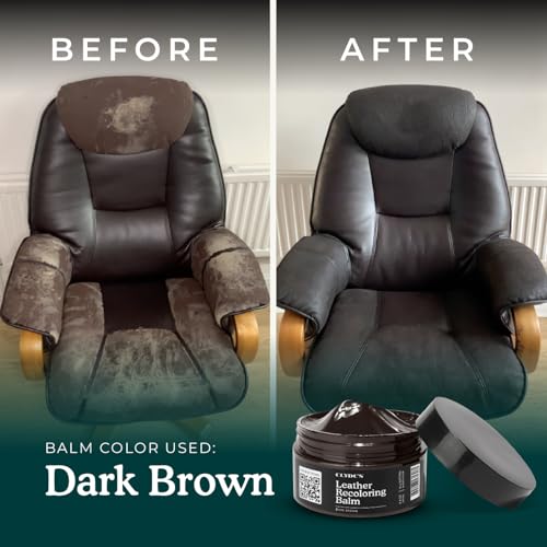 Clyde's™ Leather Company Leather Recoloring Balm – Color Restore & Scratch Repair Kit for Faded Leather Furniture, Car Seats, Sofa & Vinyl | 23 Colors | Non-Toxic Dye - color: Dark Brown, size: 50ML