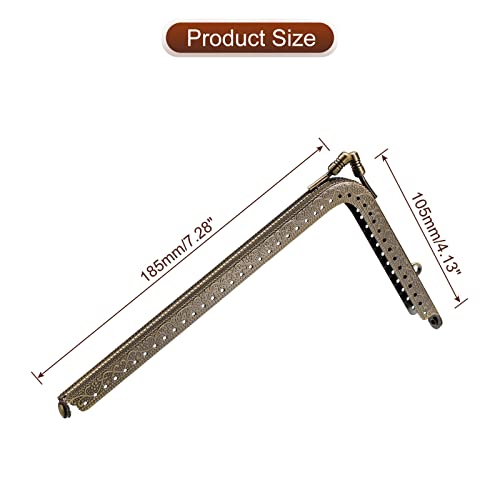 uxcell Metal Purse Frames - 7.3" 4Pcs Rectangle Kiss Lock Clasp Frame Embossed Clutch Frame for Bag Making DIY Craft Bronze - color: Bronze, size: 7.3"