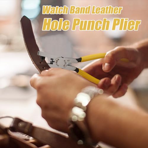 Watch Belt Leather Hole Puncher Plier 2.0mm Small Round Hole Punch Plier | Sturdy steel, non-slip handle, leather tool for thin belts, shoes, saddle, fabric dog collars, diy home or craft projects