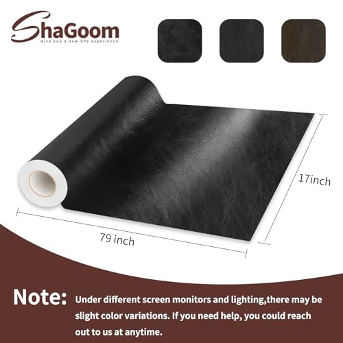 Shagoom Leather Repair Patch, Vinyl Repair Patch for Couches Furniture | Glossy Leather, Self-adhesive, Quick Repair, Strong Stick, Large Size, Couch Repair Patch, Furniture Repair Tape - color: Glossy Black, size: 17X79 inch