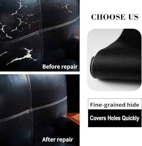 Leather Repair Patches, Self Adhesive Vinyl for Couches Furniture - color: Black, size: 3.5X79 inch