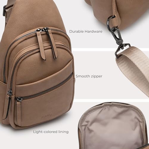 Alldaily Large Sling Bag for Women Crossbody Purse Leather Fashionable Trendy Chest Bag for Travel, Fanny Pack (Beige) - color: Beige