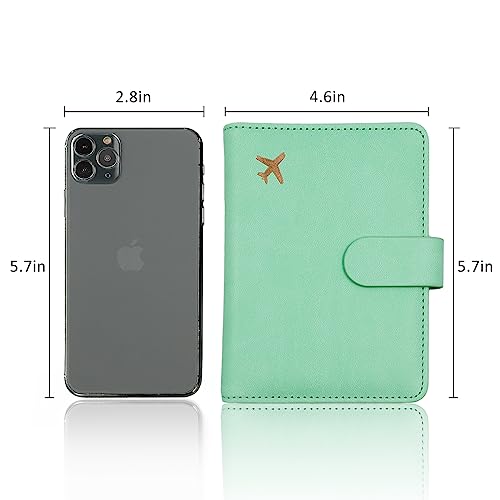 Melsbrinna Premium Leather Passport Holder Covers Case, Waterproof Rfid Blocking Travel Wallet Passport Holder with Pen Holder, Cute Passport Book for Women/Men - color: AS-Mint Green