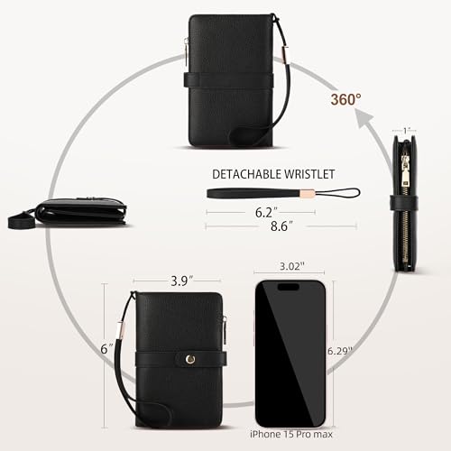 Small Wallet Women RFID Blocking Vegan Leather Slim Thin Bifold Credit Card Wallet Passport Holder Ladies Travel Wallet Mini Purse with Zipper Pocket - color: Black