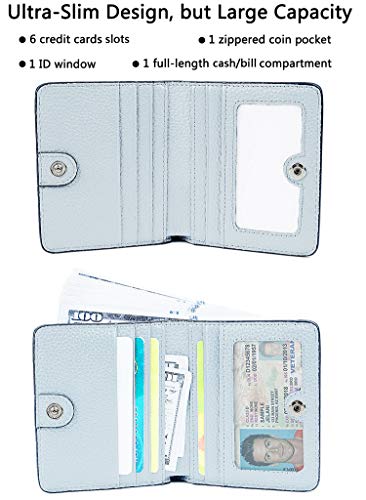 Small Leather Wallet for Women, Ladies Credit Card Holder RFID Blocking Women's Mini Bifold Pocket Purse - color: Grayish White Rfid Blocking