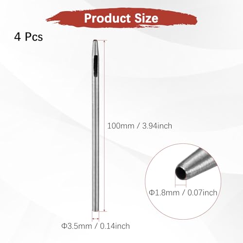 1.8MM Leather Hole Punch Tool [4PCS] - Metal Round Belt Hole Puncher Use for Leather Working & Belts & Watch Band & Paper & Plastic - [Silver Tone] Round Hollow Tools - size: 1.8mm