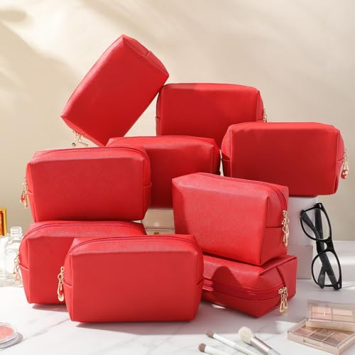 Sanwuta 9 Pcs Makeup Bags Bulk Toiletry Case,Red - color: Red