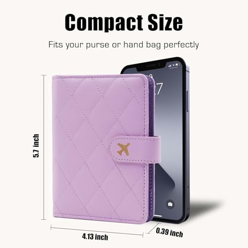 Melsbrinna Premium Leather Passport Holder Covers Case, Waterproof Rfid Blocking Travel Wallet Passport Holder with Pen Holder, Cute Passport Book for Women/Men - color: BA-LG PURPLE