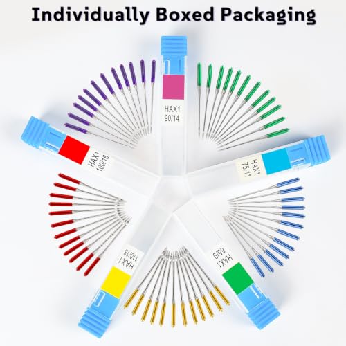 60 Pcs Universal Sewing Machine Needles, Suitable for Singer, Brother, Janome Sewing Machines, Sizes 9, 11, 14, 16, 18, Bright Color, Regular Point Sewing Needles (60pcs 9 11 14 16 18) - color: 60pcs 9 11 14 16 18