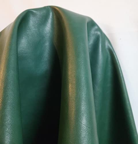 NAT Leathers 24 inch x 54 inch Vegan Faux Leather Fabric by the Yard Synthetic Pleather 0.9 mm Soft Smooth Upholstery 9 sq.ft. (24" x 54" -2/3 of Yard) (Hunter Green) - color: Hunter Green