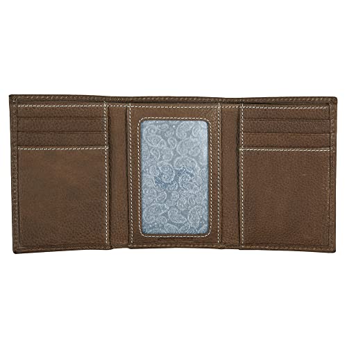 Eddie Bauer Men Signature Trifold Wallet - color: Top Stitch Leather - Tan