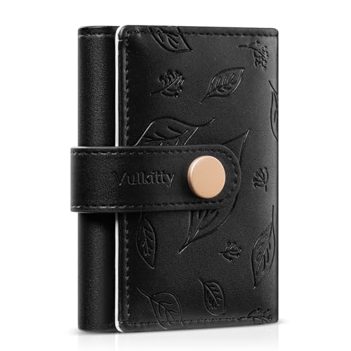 Vulkitty Small Wallet for Women, Trifold Leather Cute Womens Wallet with ID Window, RFID Blocking Security Ladies Wallet, Ultra Slim Compact Card Holder, Stylish Thin Women's Wallet, Black - color: Black