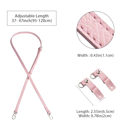 Purse Straps Replacement, Leather Handbag Crossbody Shoulder Strap Kit Adjustable for Mini Longcamp Tote Bag Women - color: SakuraPink