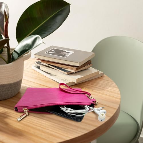 K.E.J. Clutch Purses for Women Wallet Wristlet Small Wallet Purses Clutch Handbags Zipper Purse for Ladies Women Gifts - color: Hot Pink