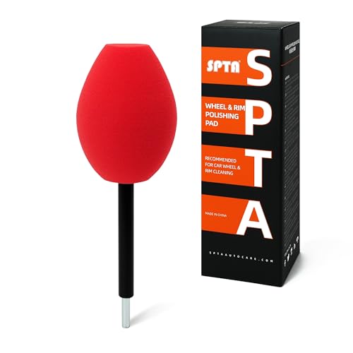 Wheel Rims Polisher, SPTA Polishing Ball, Polishing Cone, Metal Wheel Polishing Tool, Ball Buster Wheel and Rim Polisher System Attaches to Standard Household Drill - color: Red Oval Polishing Ball