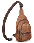 Sling Bag for Women, Crossbody Waist Pack Chest Purse Travel Brown | Crossbody Purse with Dual Zipper Main Compartment,6 Pockets & 4 Card Slots, Reversible Design, Travel & Daily Use - color: Z-mocha Brown