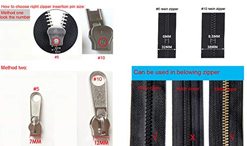 AOHOCA 10 pcs #10 Metal Zipper Latch Slider Retainer Repair Kits (Bronze) | Zipper retainer box and insertion pin,bottom latch sliders retainer zipper insertion pin repair kit replacement - color: Bronze