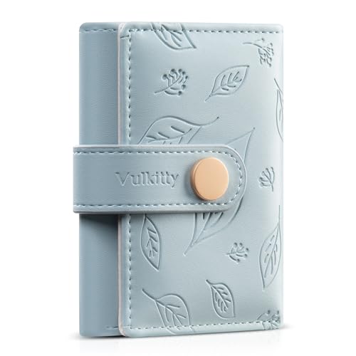 Vulkitty Small Wallet for Women, Trifold Leather Cute Womens Wallet with ID Window, RFID Blocking Security Ladies Wallet, Ultra Slim Compact Card Holder, Stylish Thin Women's Wallet, Blue - color: Blue