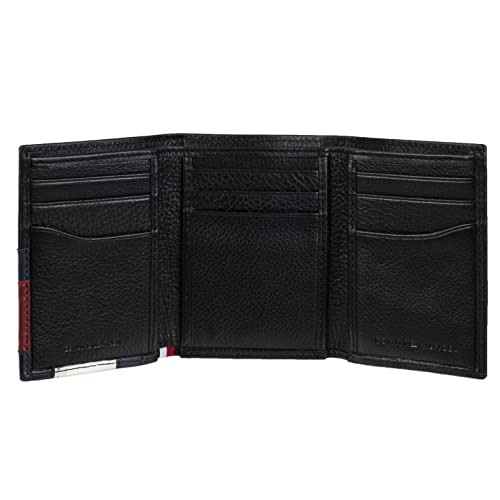 Tommy Hilfiger Men's Trifold Wallet - color: Black Stitched Flag