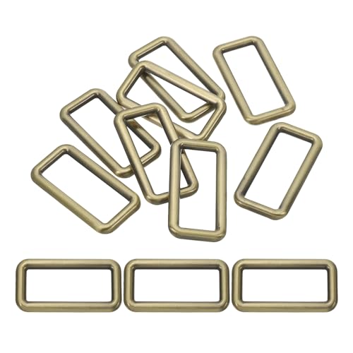 PATIKIL Flat Metal Rectangle Rings, Square Loop Webbing Belt Buckle for Strap Keeper Leathercraft Bag Belt DIY Purse Making - color: Bronze, size: 1" / 25mm