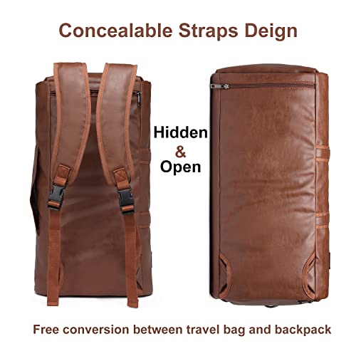 seyfocnia Convertible Travel Garment Bag,Carry on Garment Duffel Bag for Men Women - 2 in 1 Hanging Suitcase Suit Business Travel Bag - color: Brown-Backpack