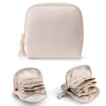 VLANDO Small Travel Jewelry Case,Velvet Pouch Bags with Zipper,Apricot Pink | Travel Essentials,PU Leather Organizer with 5 Divided Sections,Carry-On Totes,Gift for Birthday,Bride,Bridesmaid,Women,Girls - color: A.Apricot Pink
