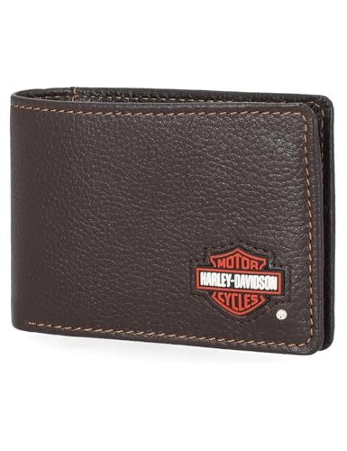 Harley-Davidson Men's Genuine Leather Rfid Blocking Wallet - color: Brown (Slim Front Pocket Billfold)