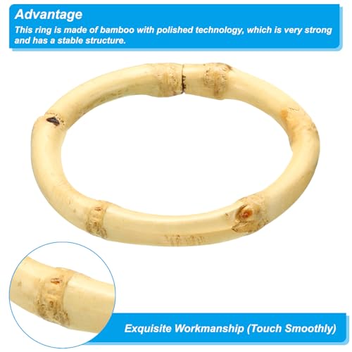 PATIKIL 2 Inch Bamboo Purse Handles, 4 Pcs Round Replacement Handmade Rings for Tote Bag Purse Making Decorations, Wood - color: Wood, size: 2 Inch