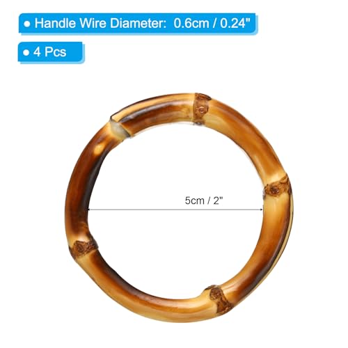 PATIKIL 2 Inch Bamboo Purse Handles, 4 Pcs Round Replacement Handmade Rings for Tote Bag Purse Making Decorations, Brown - color: Brown, size: 2 Inch