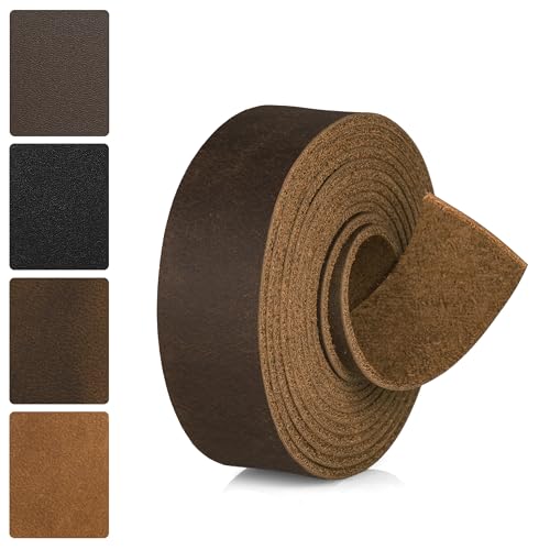 JinRuiKJ Full Grain Leather Strap - 1 Inch Wide 72 Inches Long Leather Strips - Very Suitable for DIY Arts & Craft Projects, Traction Ropes, Bag Straps, Furniture Handles - Crazy Dark Brown - color: Crazy Dark Brown, size: 1''x72'' (2.5x182cm)