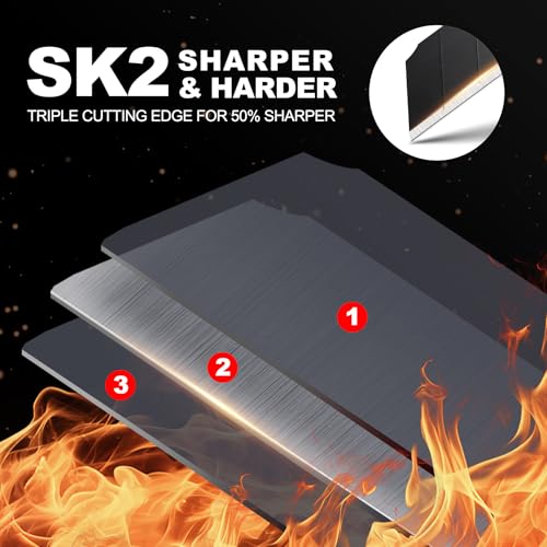 HAUTMEC 20PCS 18mm Triple Cutting-edge Snap Off Blades, Retractable Black Replacement Blades, SK2 Utility Knife Blades, Strengthened Safety Box, for Box, Carpet, Rope HT0083-20PC - style: 20PCS