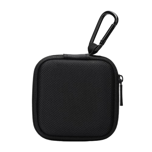 Ginsco Mini-Portable Hard Shell Square Earbuds Case for Apple EarPods/Samsung Galaxy Wired/Wireless Earbuds, Cell Phone Accessories Organizer with Carabiner for Earphones - color: Matte Black, size: Slim