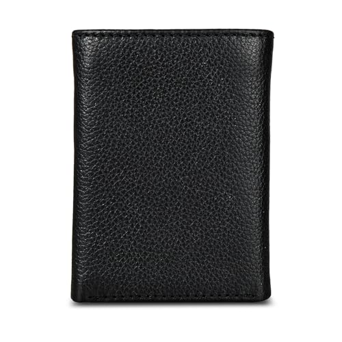 Eddie Bauer Men Signature Trifold Wallet - color: Leather Logo - Black
