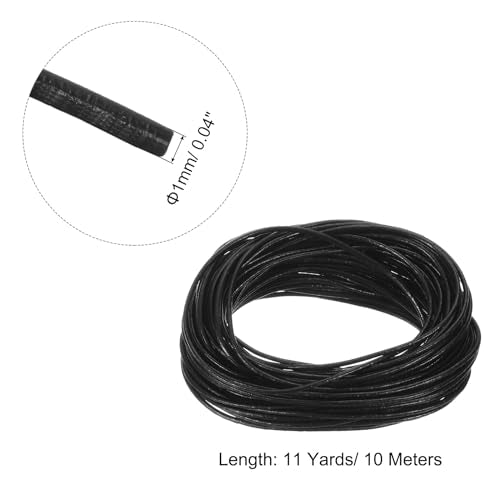 uxcell 11 Yards 1mm Round Leather Cord Lacing String for DIY Crafts Black - color: Black